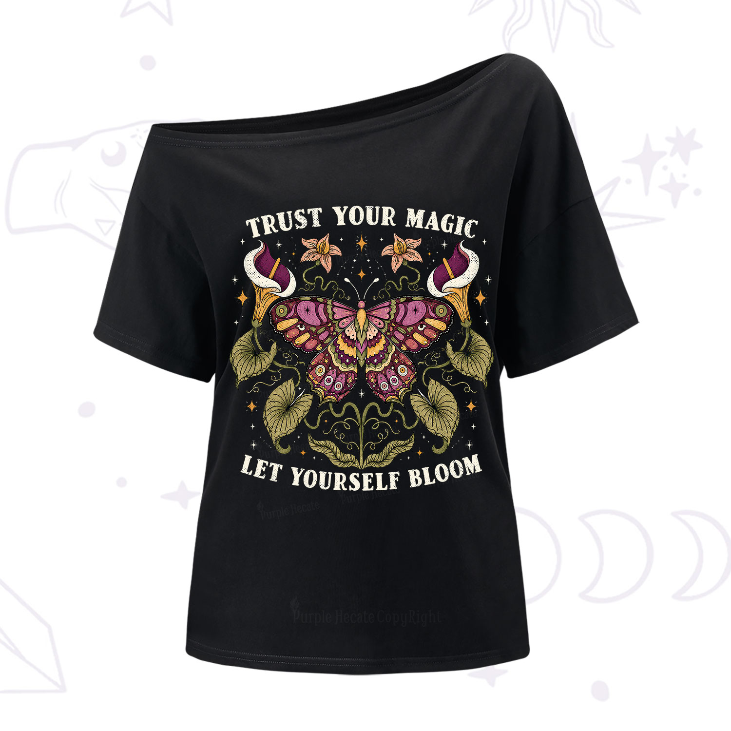 Purplehecate Trust Your Magic Butterfly One Shoulder T-Shirt
