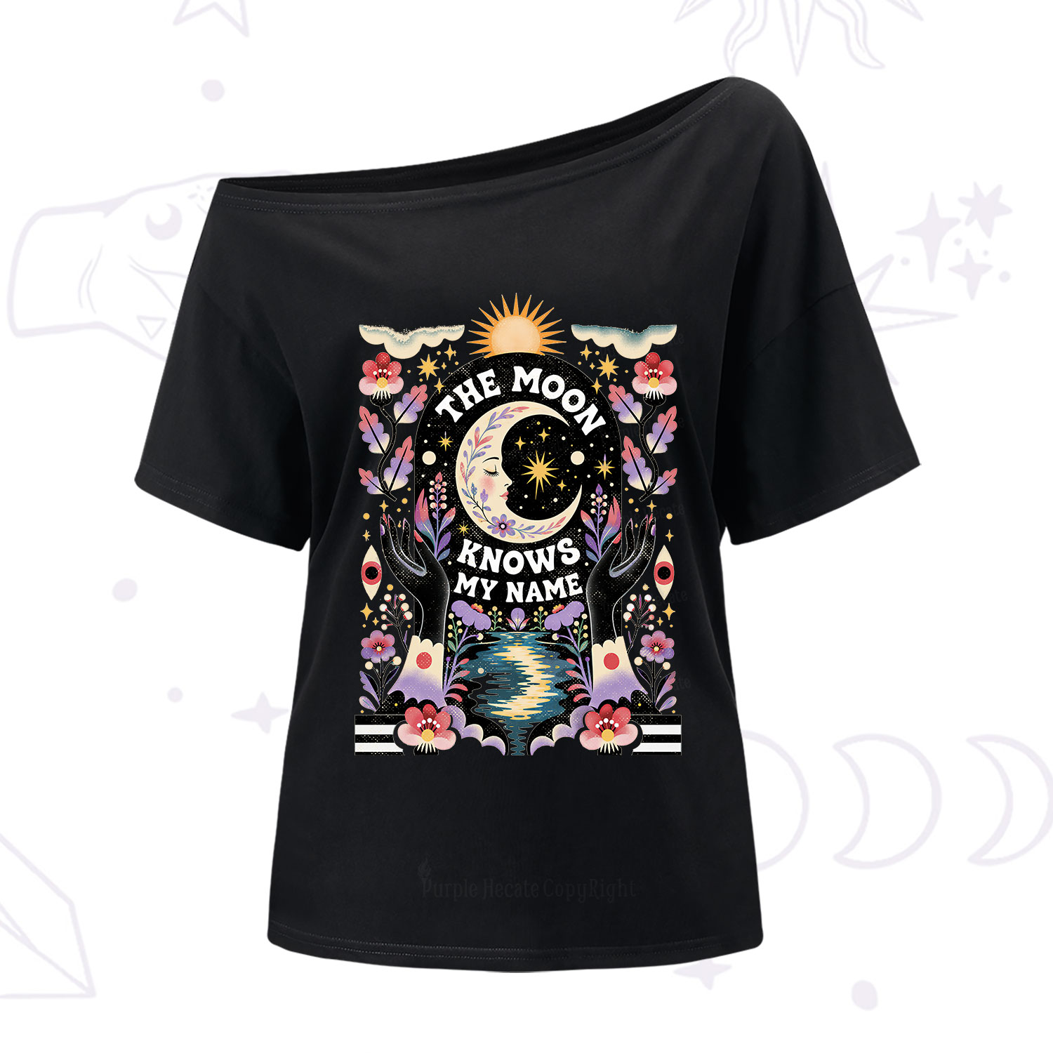 Purplehecate The Moon Knows My Name One Shoulder T-Shirt