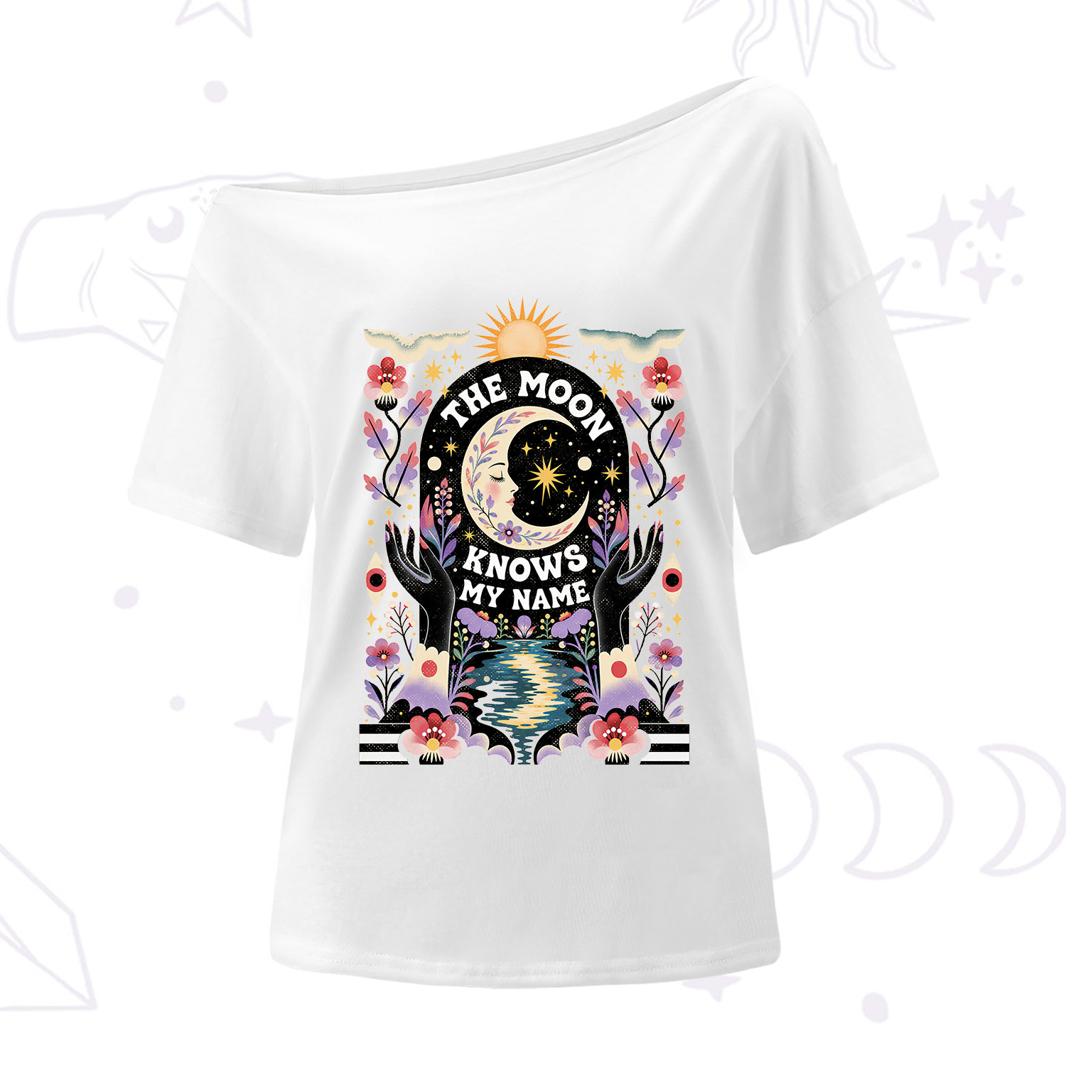Purplehecate The Moon Knows My Name One Shoulder T-Shirt
