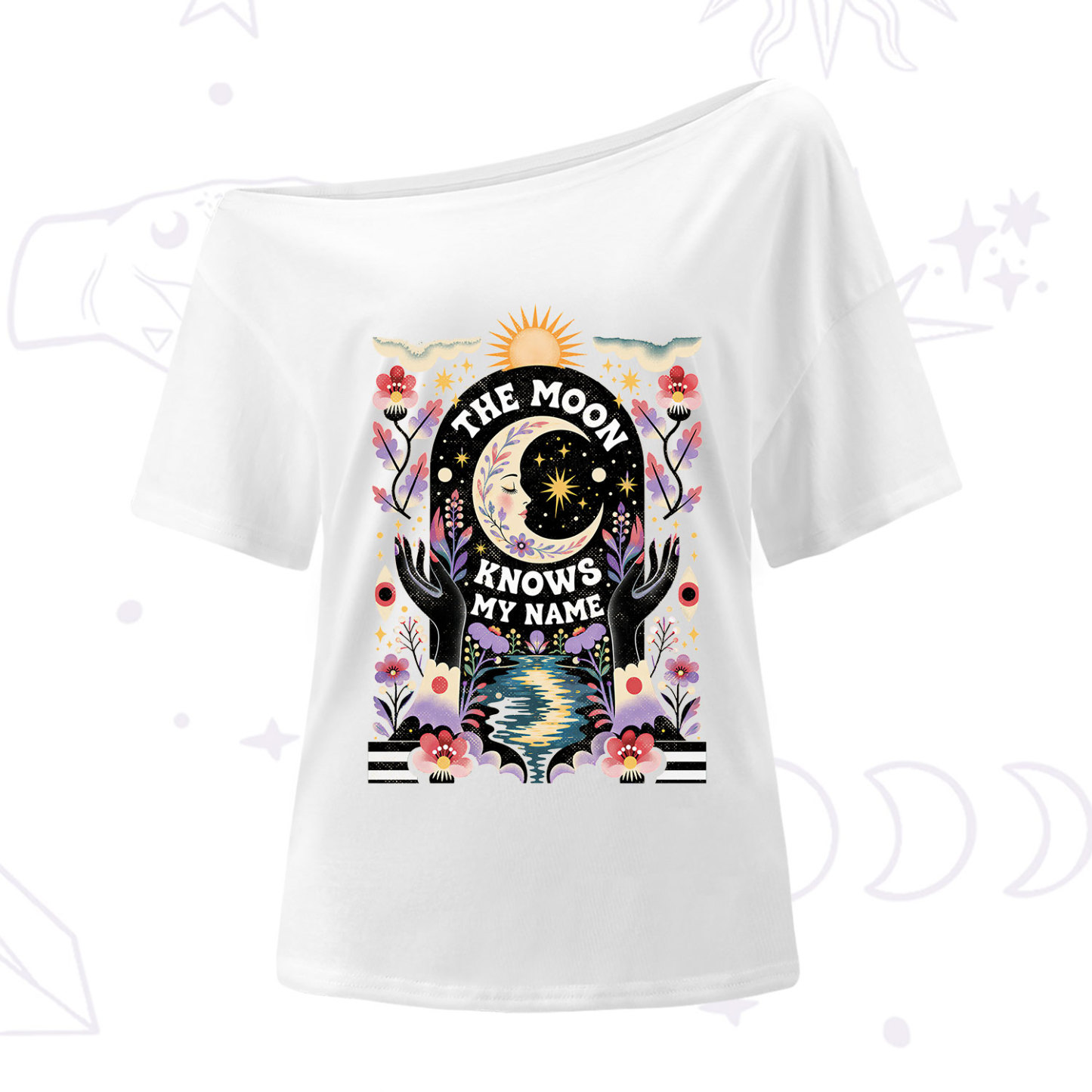 Purplehecate The Moon Knows My Name One Shoulder T-Shirt