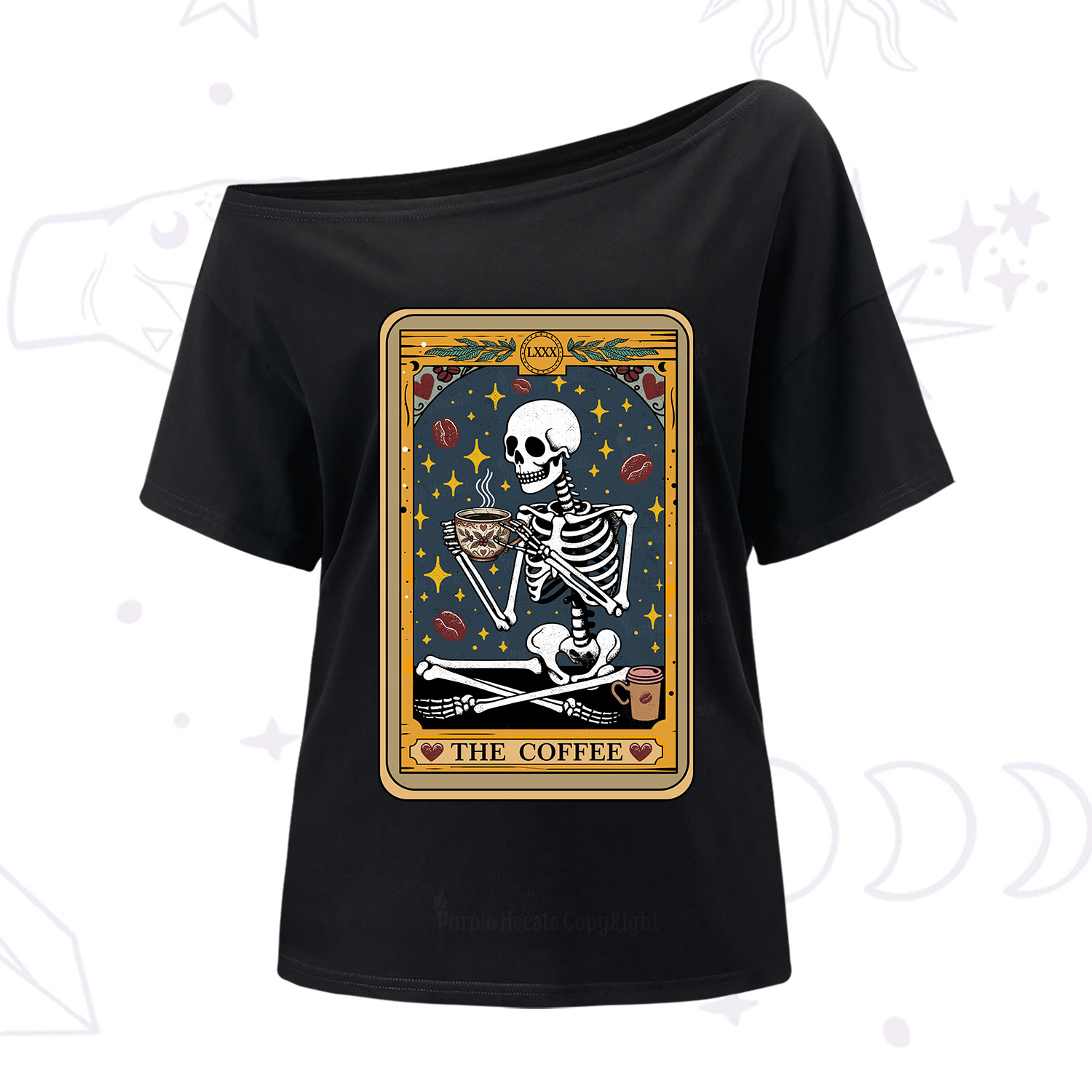 Purplehecate The Coffee Lover Tarot Card One Shoulder T-Shirt