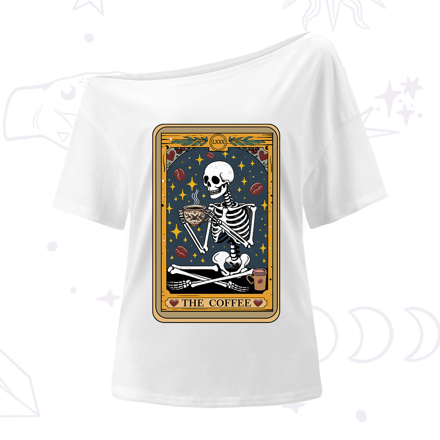 Purplehecate The Coffee Lover Tarot Card One Shoulder T-Shirt