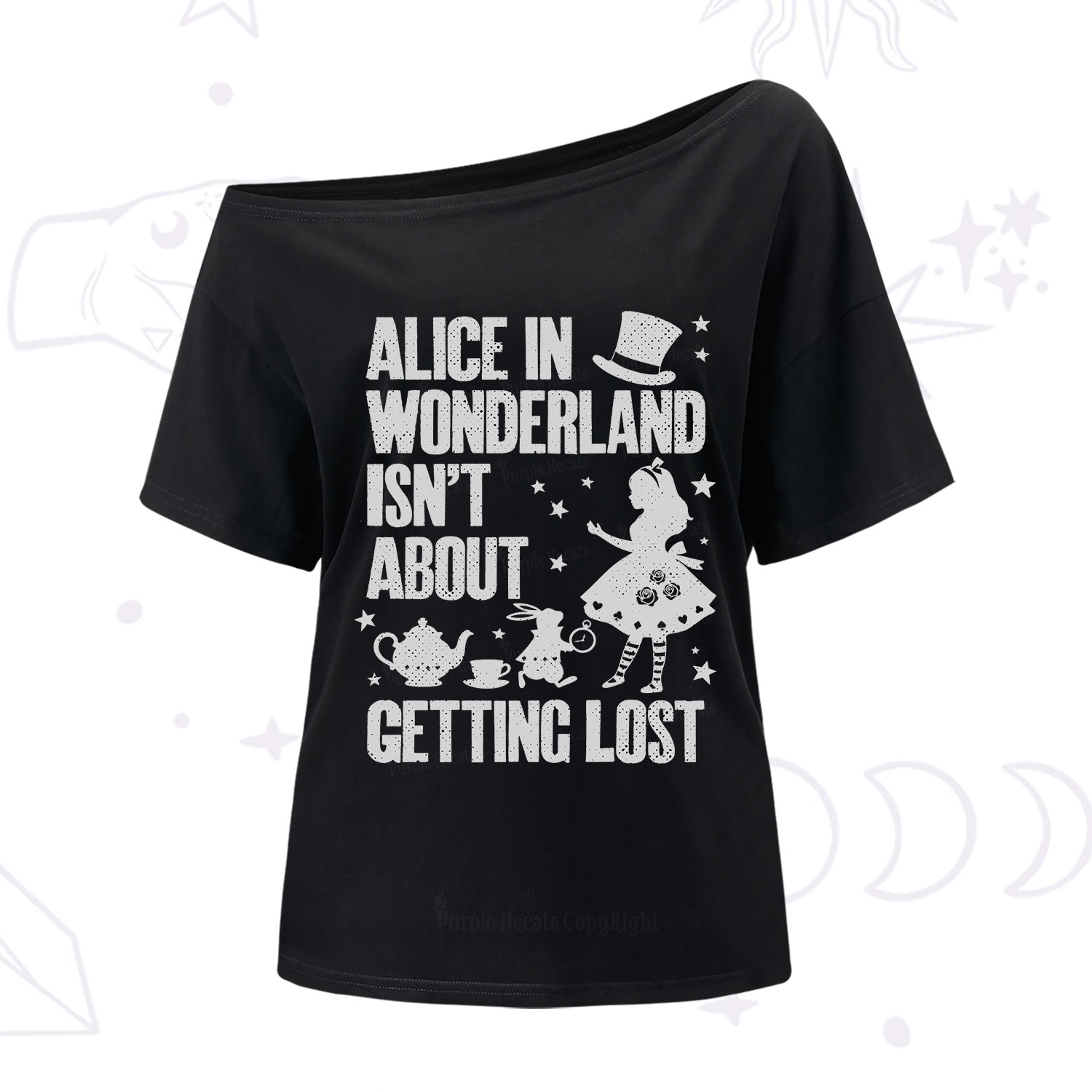 Purplehecate Alice Style Wonderland Girl Quote One Shoulder T-Shirt