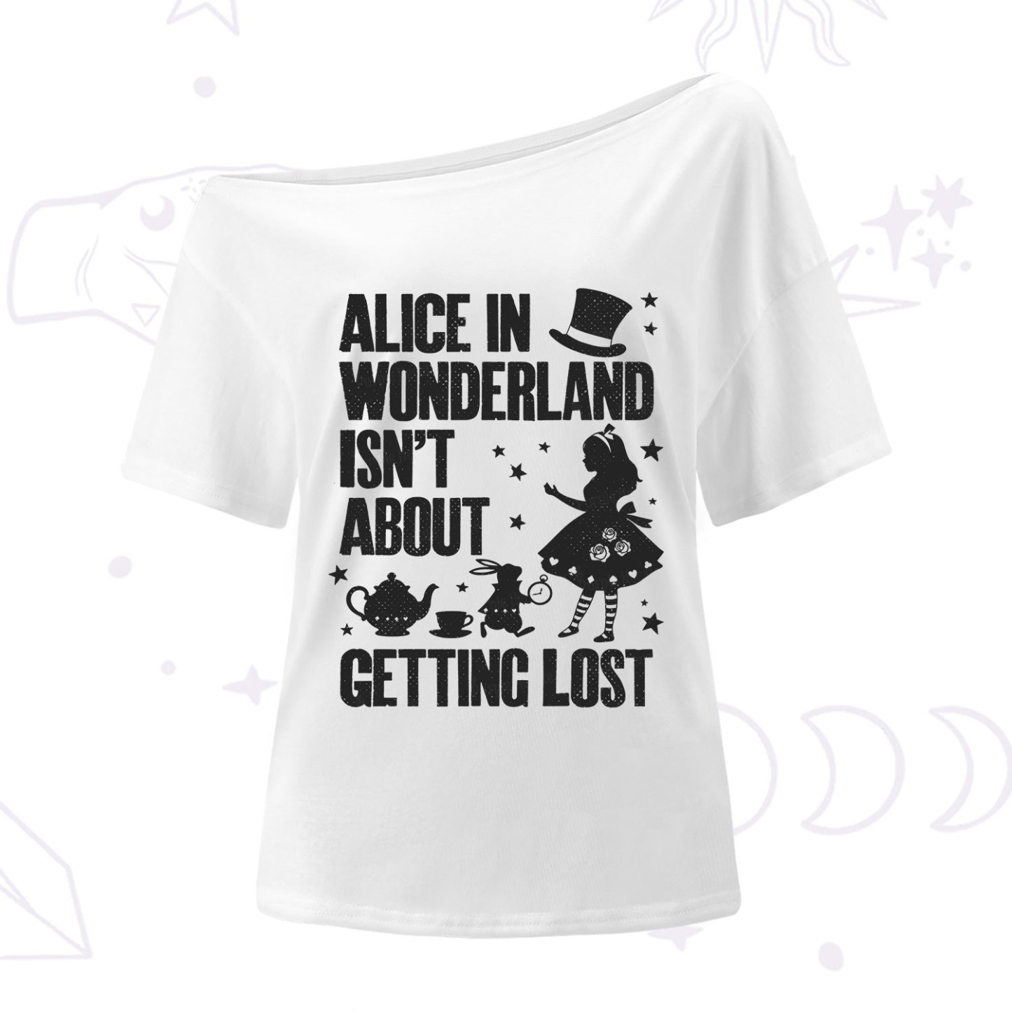 Purplehecate Alice Style Wonderland Girl Quote One Shoulder T-Shirt