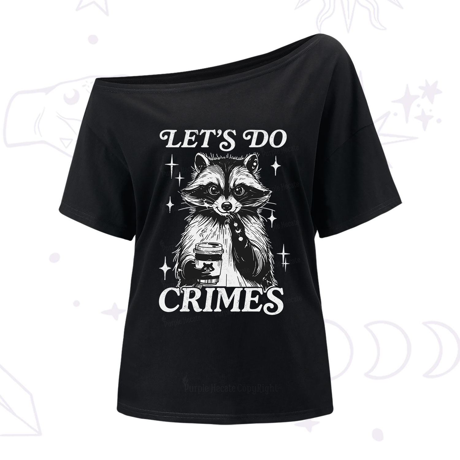 Purplehecate Let's Do Crimes Raccoon One Shoulder T-Shirt