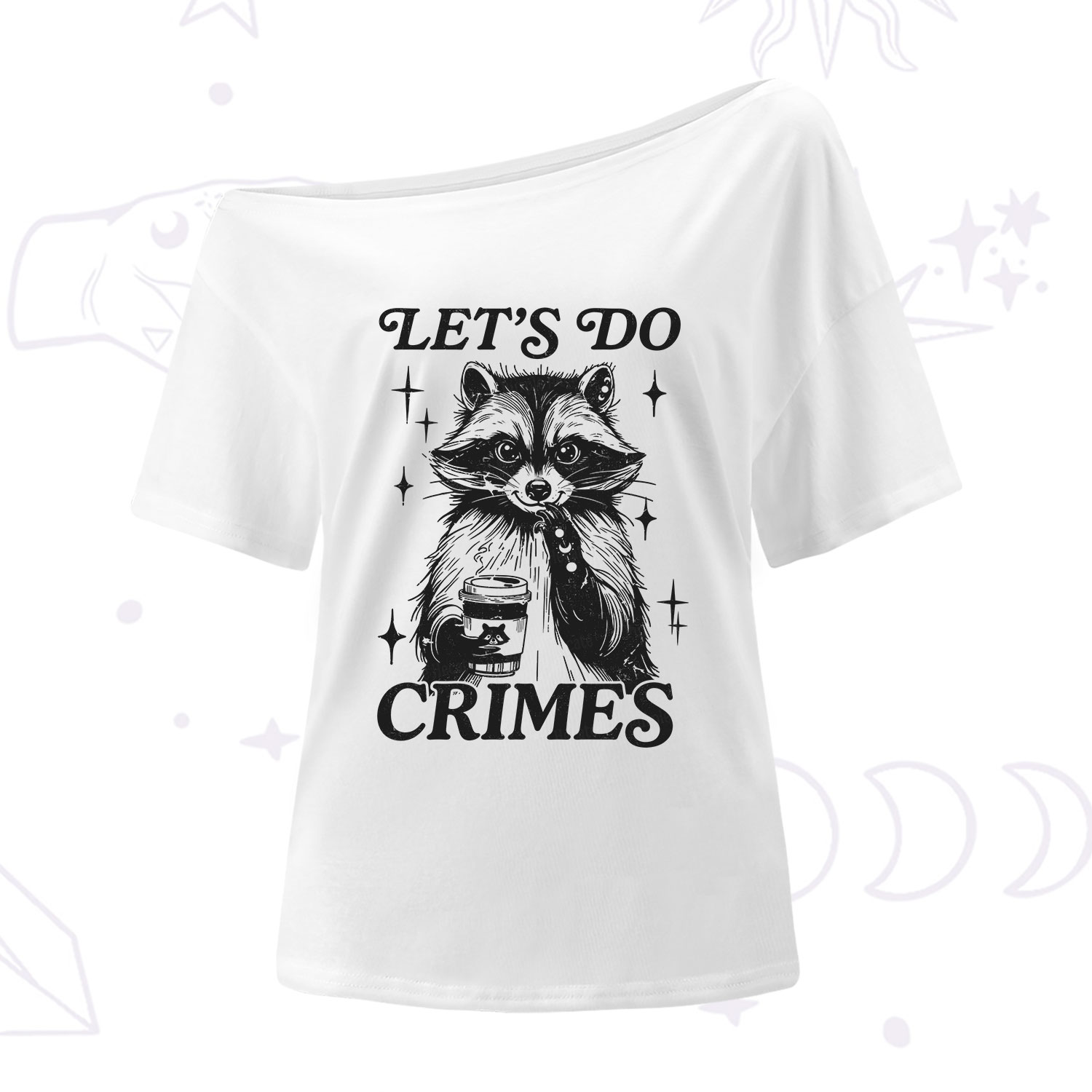 Purplehecate Let's Do Crimes Raccoon One Shoulder T-Shirt