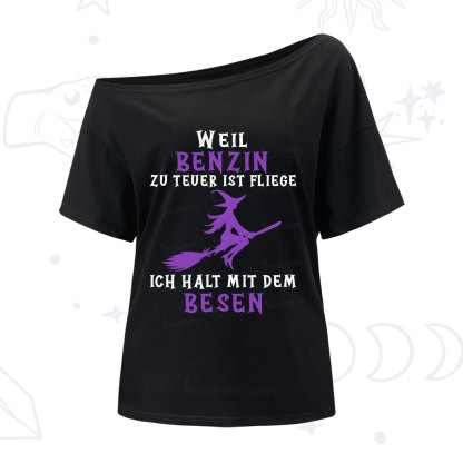 Purplehecate Gas Is Too Expensive I'll Take My Broom One Shoulder T-Shirt