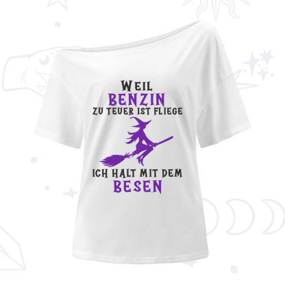 Purplehecate Gas Is Too Expensive I'll Take My Broom One Shoulder T-Shirt