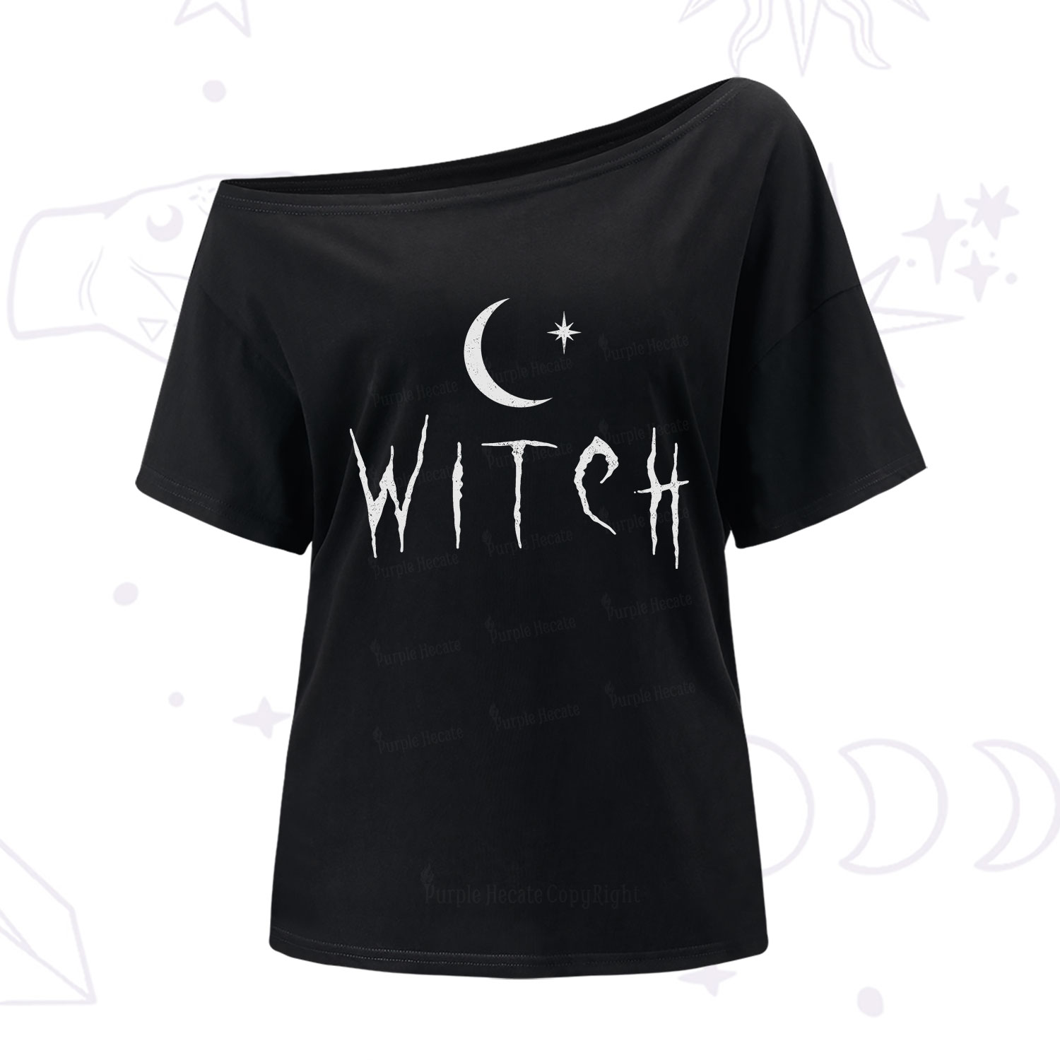Purplehecate Witchy Moon One Shoulder T-Shirt