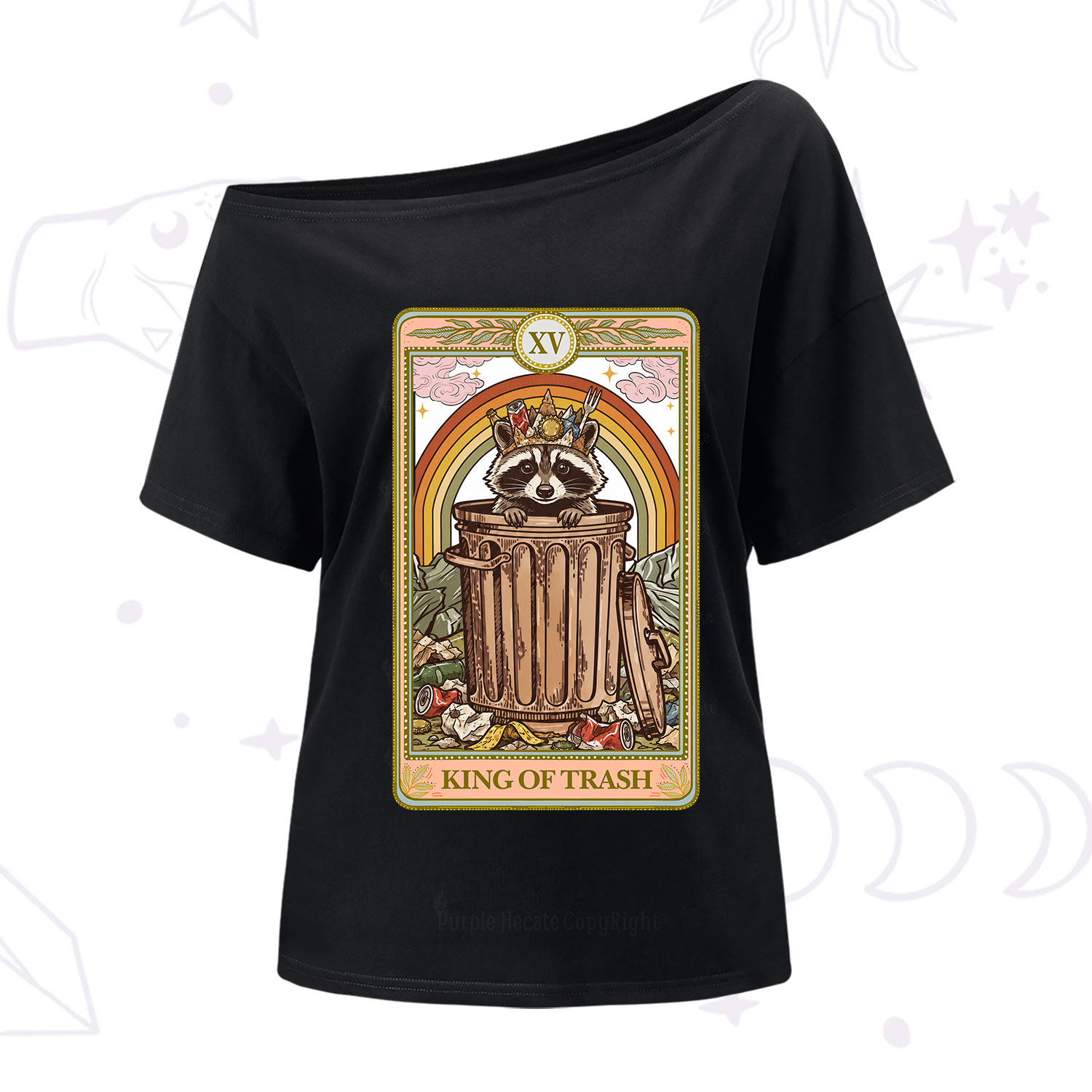 Purplehecate The King of Trash Raccoon Tarot One Shoulder T-Shirt
