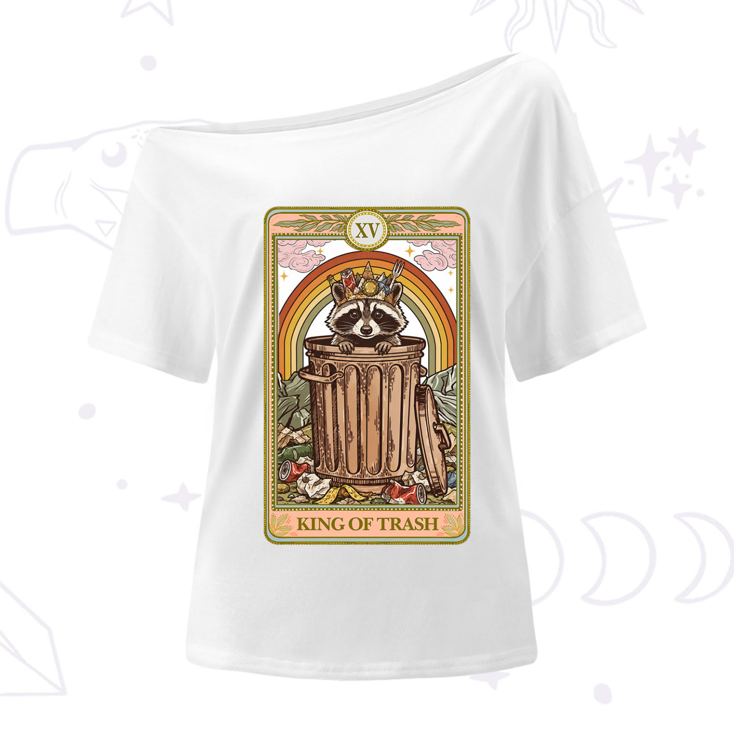 Purplehecate The King of Trash Raccoon Tarot One Shoulder T-Shirt
