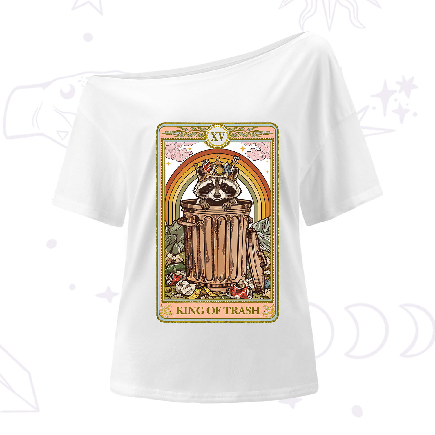 Purplehecate The King of Trash Raccoon Tarot One Shoulder T-Shirt