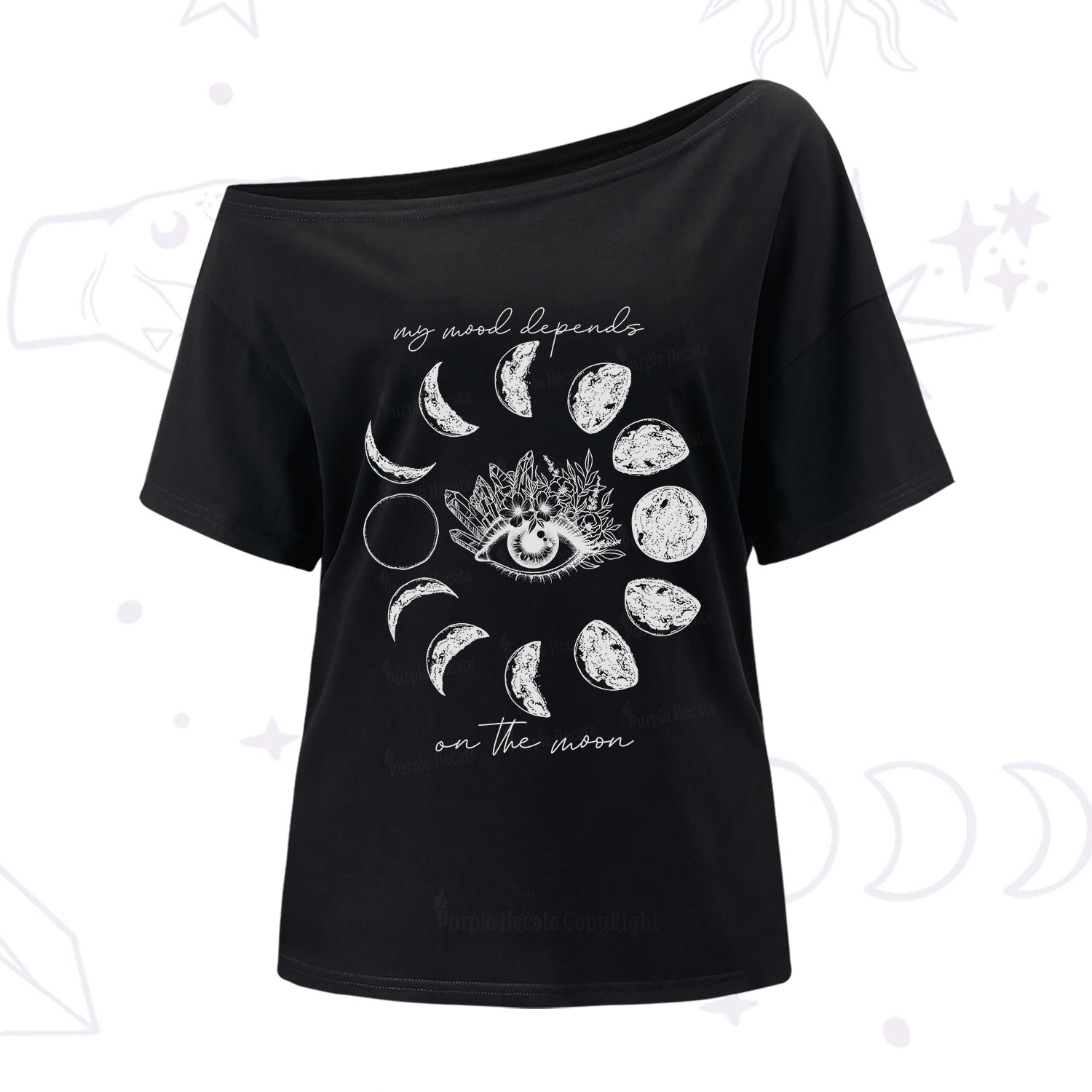 Purplehecate My Mood Depends On The Moon One Shoulder T-Shirt