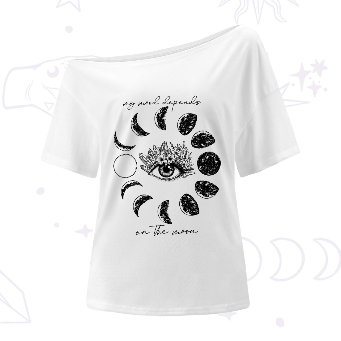 Purplehecate My Mood Depends On The Moon One Shoulder T-Shirt