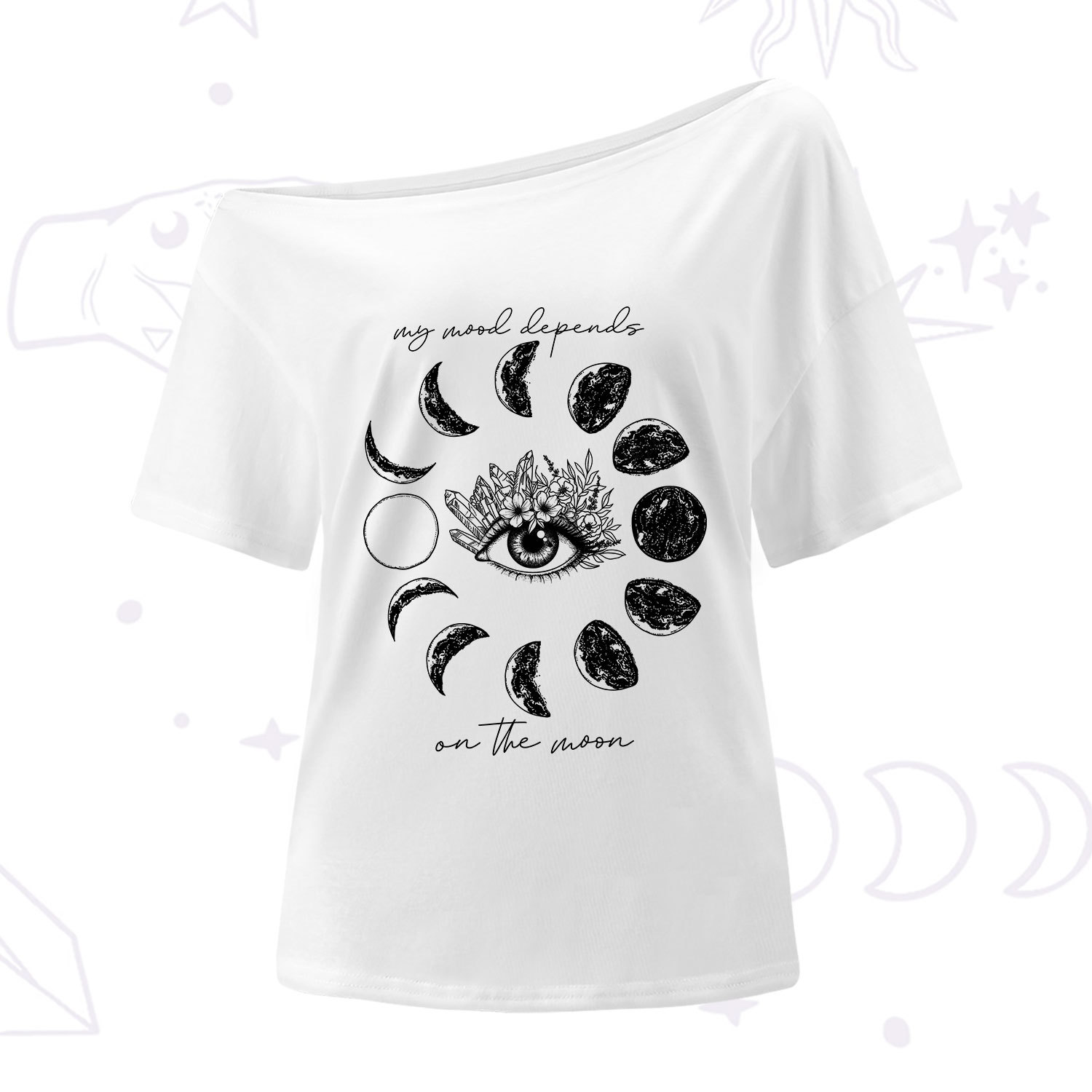 Purplehecate My Mood Depends On The Moon One Shoulder T-Shirt