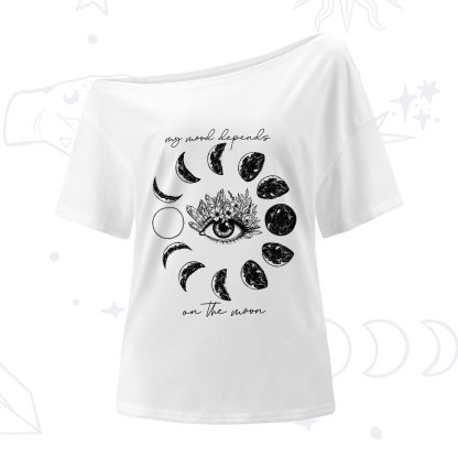 Purplehecate My Mood Depends On The Moon One Shoulder T-Shirt