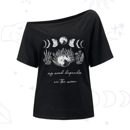 Purplehecate My Mood Depends On The Moon One Shoulder T-Shirt