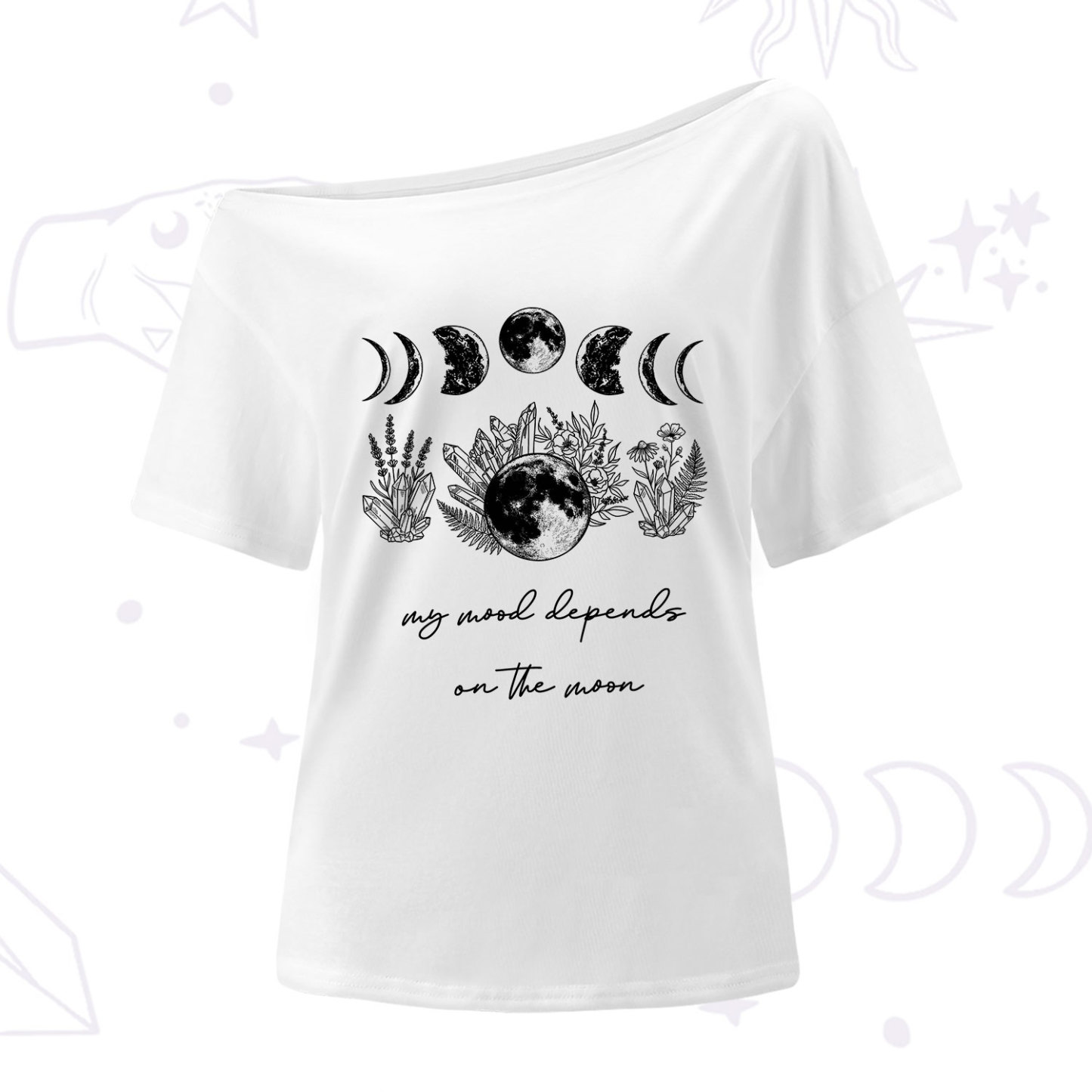 Purplehecate My Mood Depends On The Moon One Shoulder T-Shirt