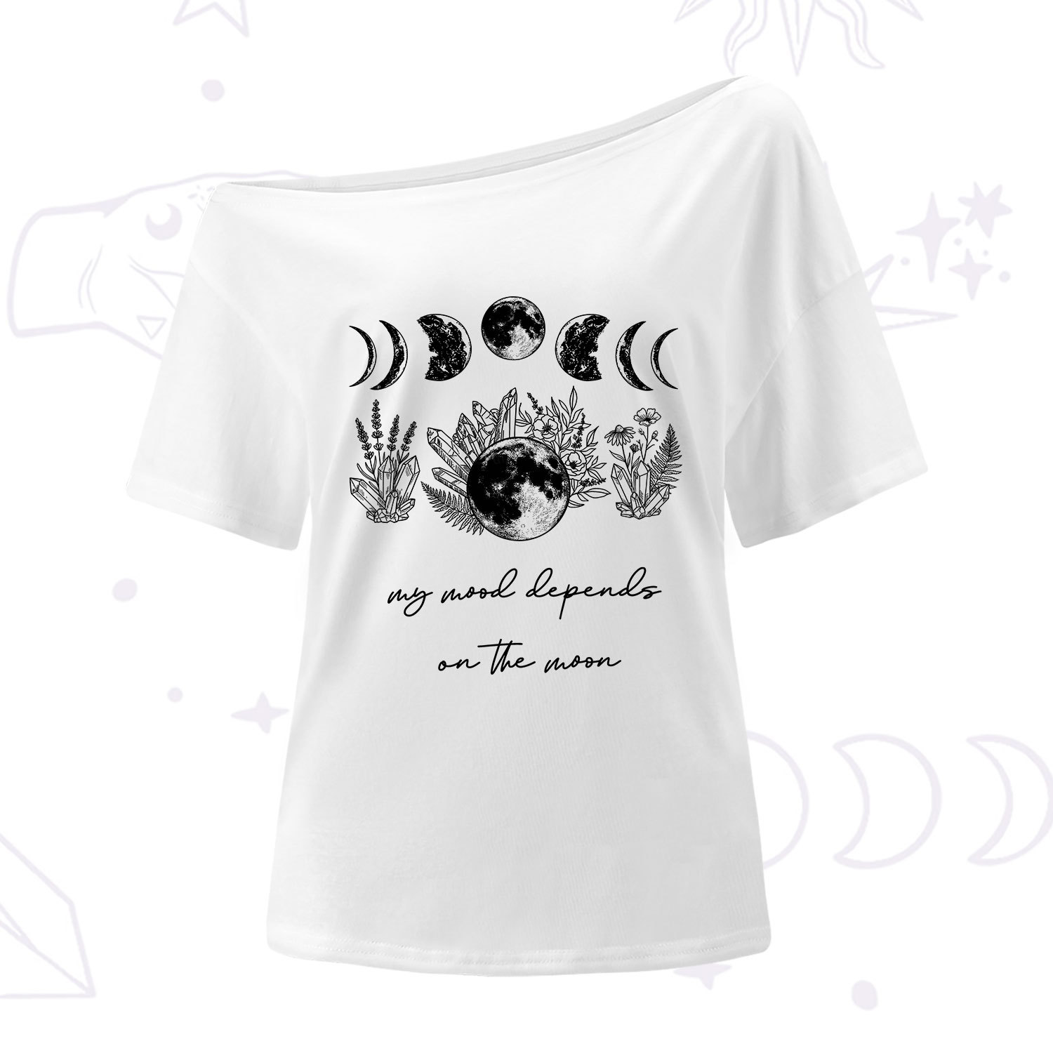 Purplehecate My Mood Depends On The Moon One Shoulder T-Shirt