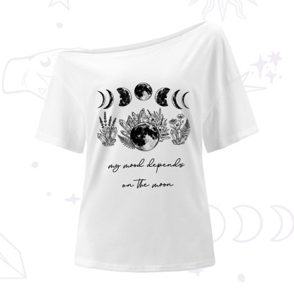Purplehecate My Mood Depends On The Moon One Shoulder T-Shirt