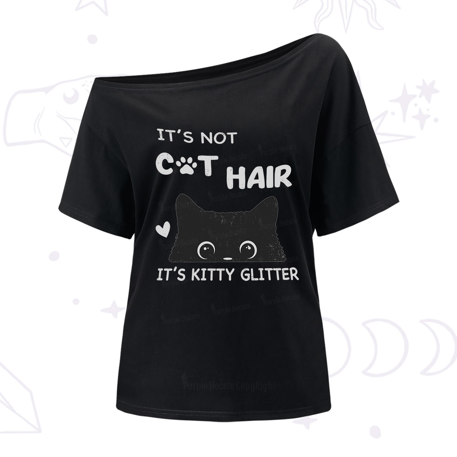 Purplehecate It's Not Cat Hair One Shoulder T-Shirt