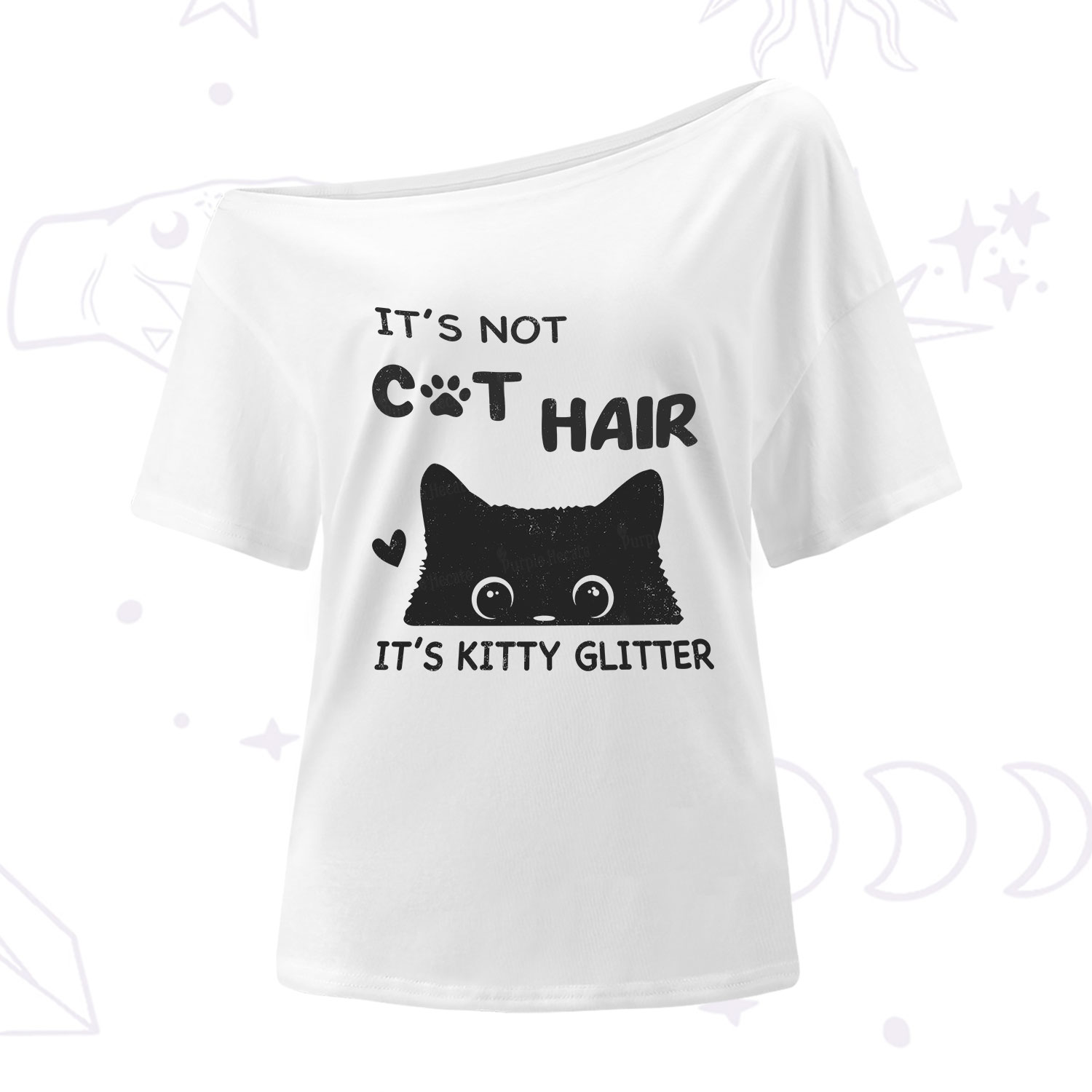 Purplehecate It's Not Cat Hair One Shoulder T-Shirt