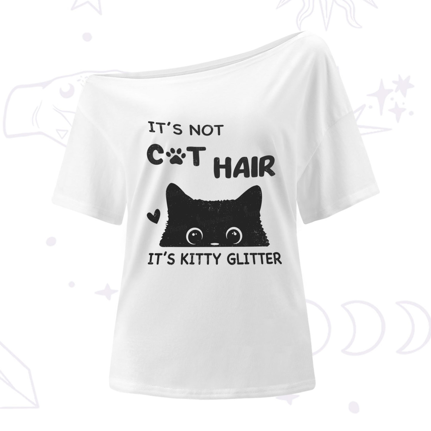 Purplehecate It's Not Cat Hair One Shoulder T-Shirt