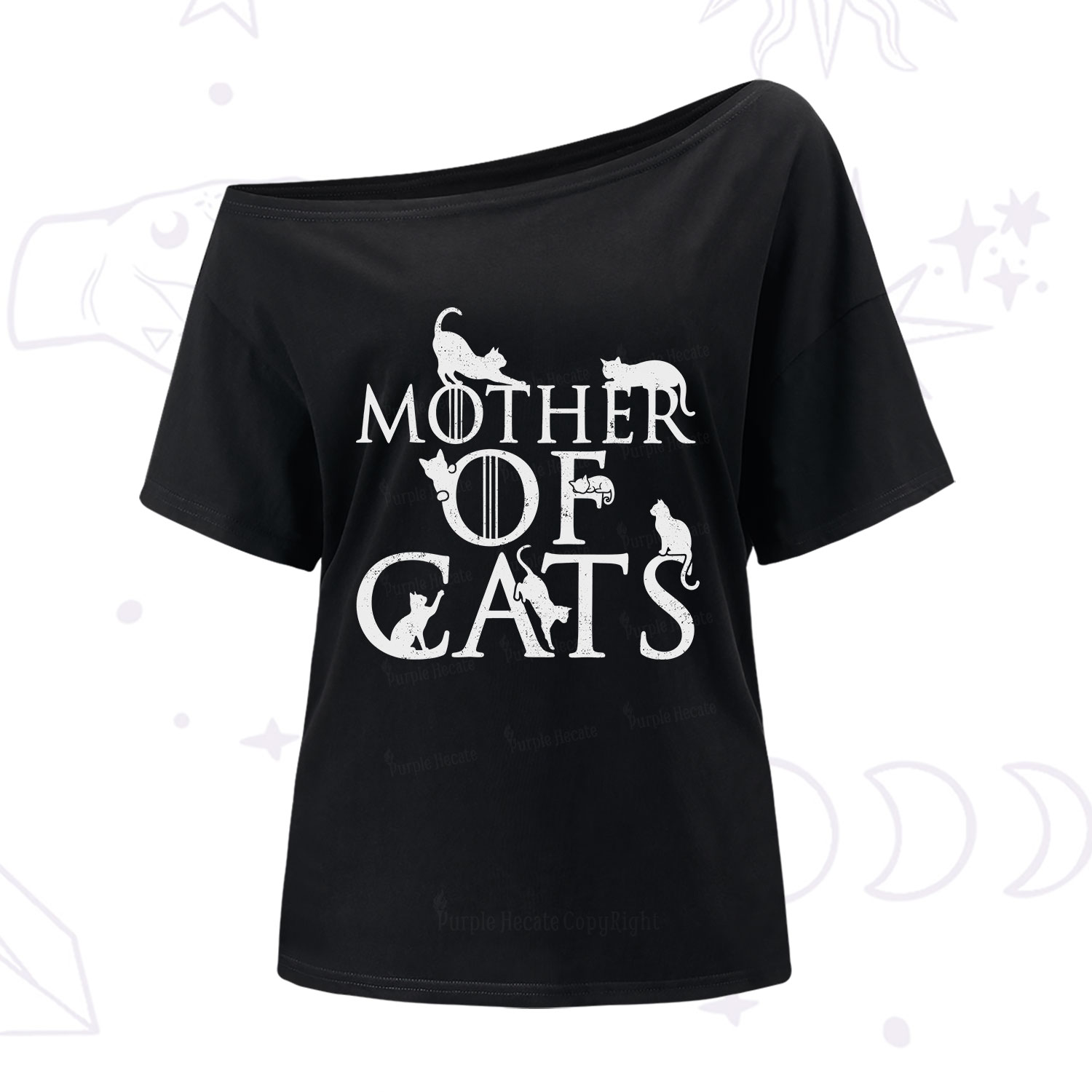 Purplehecate Mother of Cats One Shoulder T-Shirt