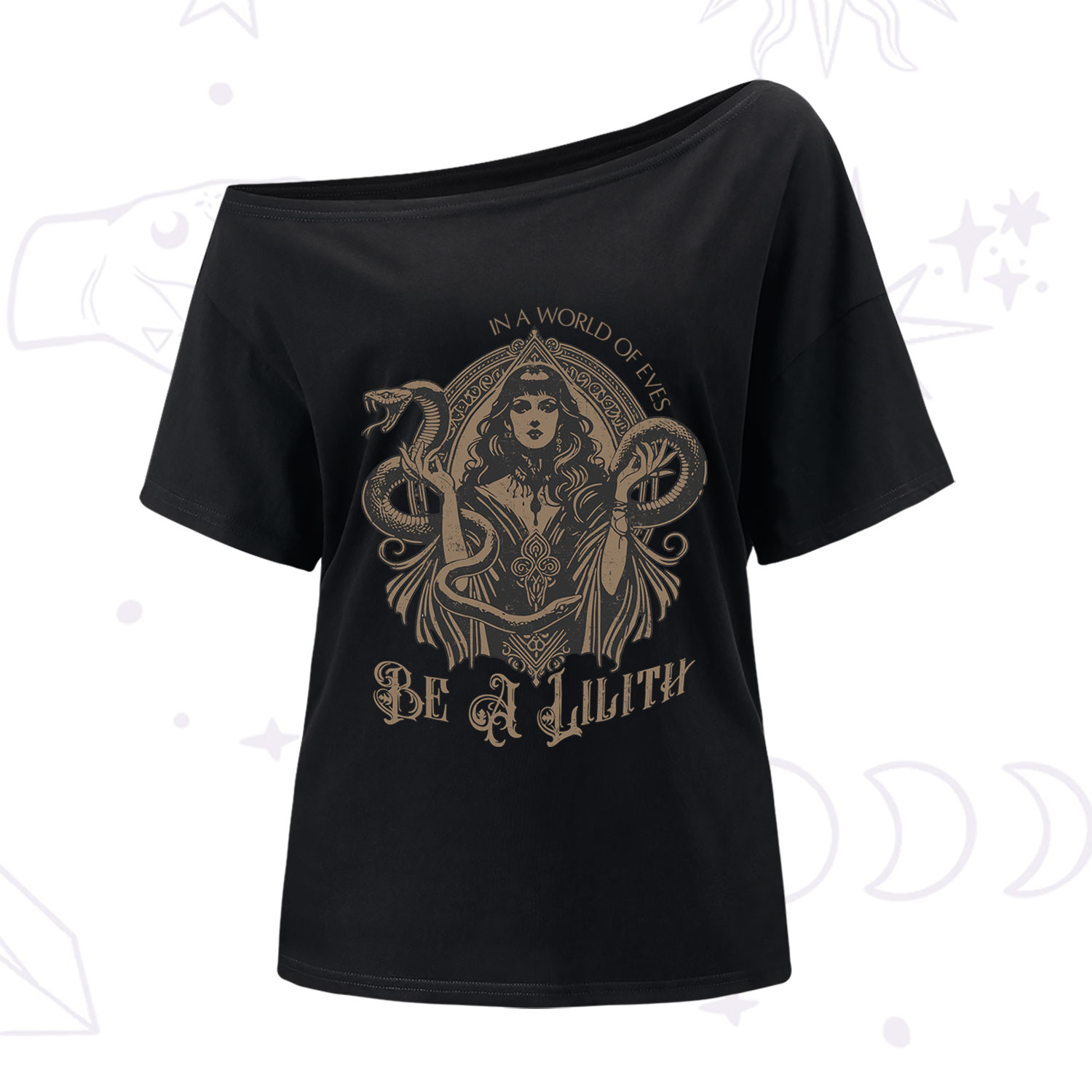 Purplehecate In a World of Eves Be a Lilith Gothic Occult One Shoulder T-Shirt
