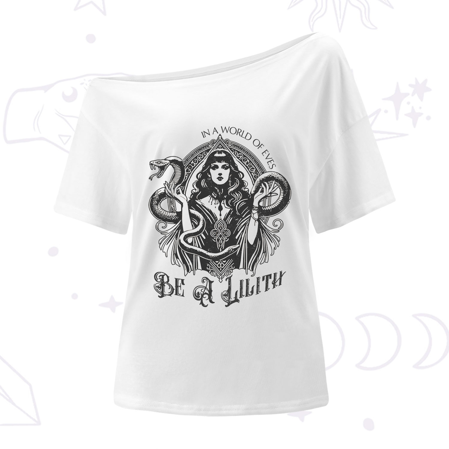 Purplehecate In a World of Eves Be a Lilith Gothic Occult One Shoulder T-Shirt