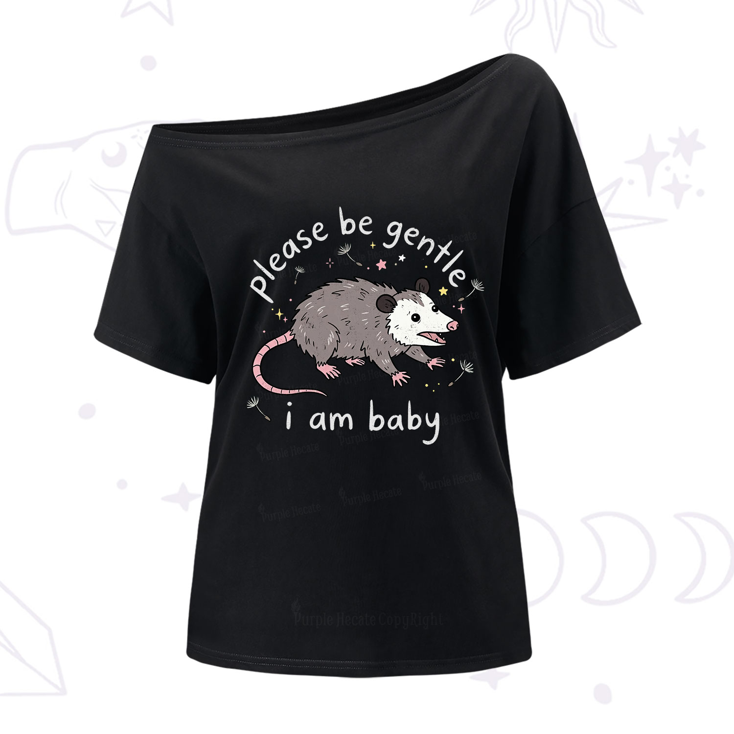 Purplehecate Please Be Gentle Possum One Shoulder T-Shirt