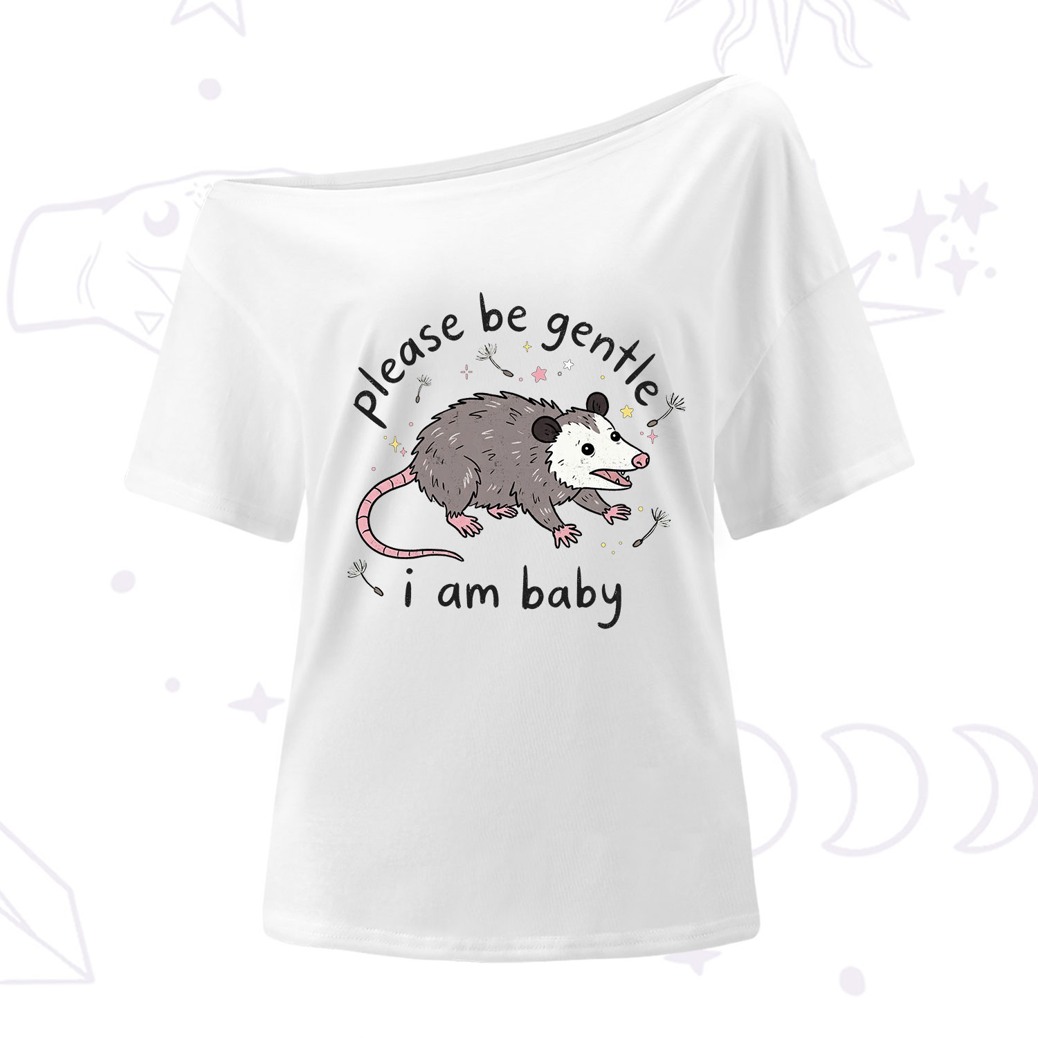 Purplehecate Please Be Gentle Possum One Shoulder T-Shirt