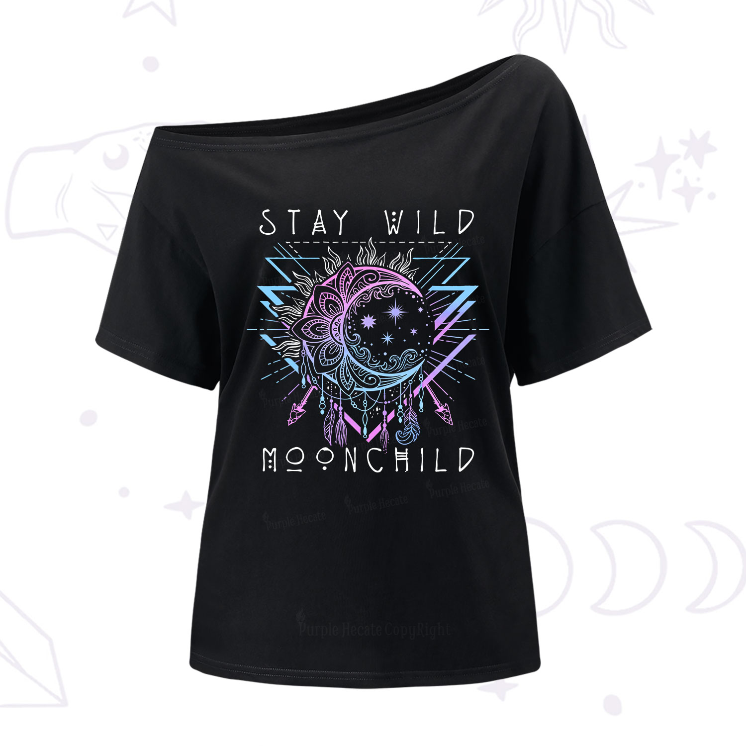 Purplehecate Stay Wild Moonchild One Shoulder T-Shirt