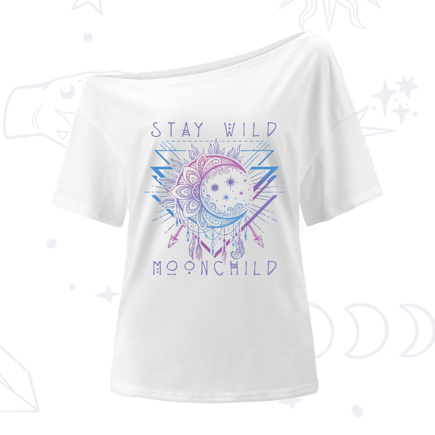 Purplehecate Stay Wild Moonchild One Shoulder T-Shirt
