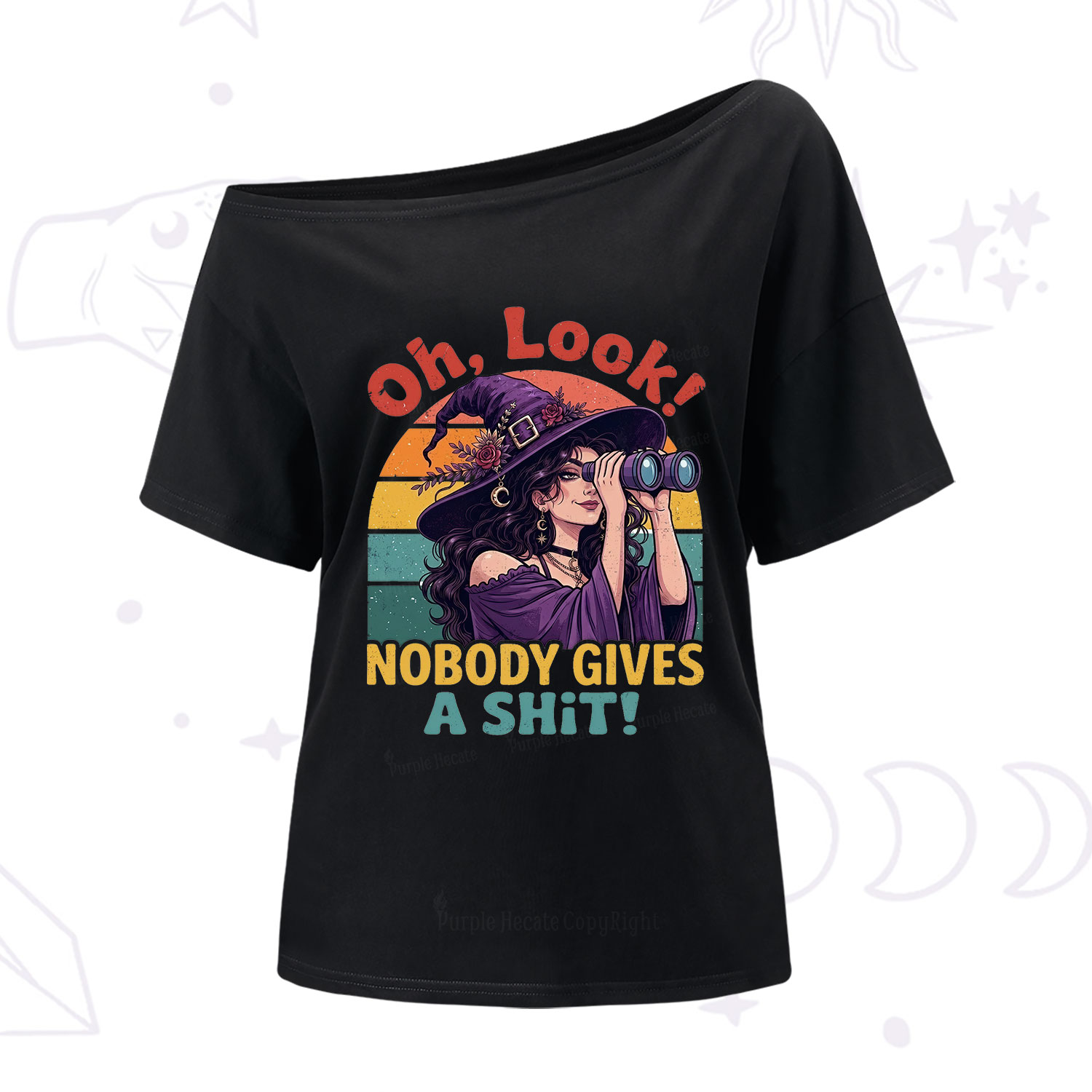 Purplehecate Oh Look Nobody Cares Witch One Shoulder T-Shirt