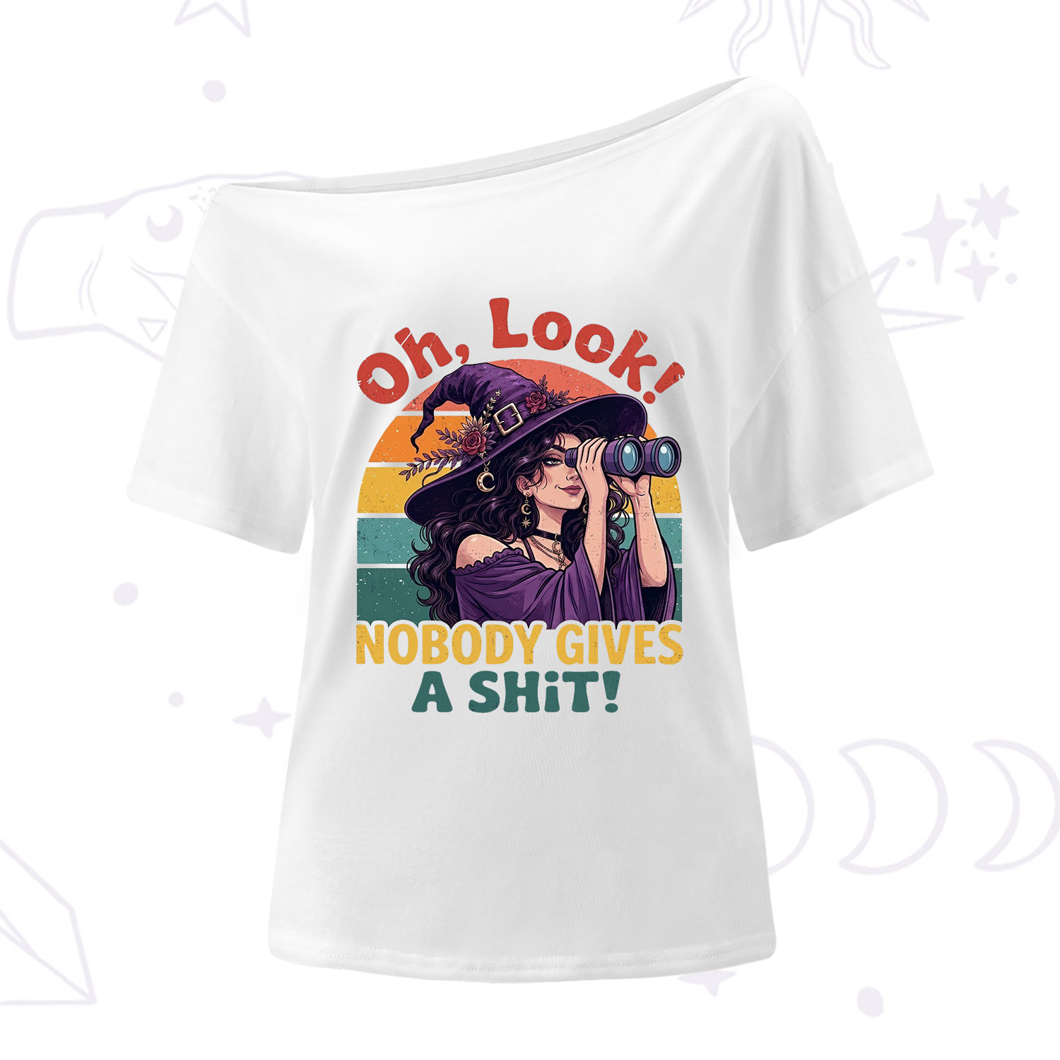 Purplehecate Oh Look Nobody Cares Witch One Shoulder T-Shirt