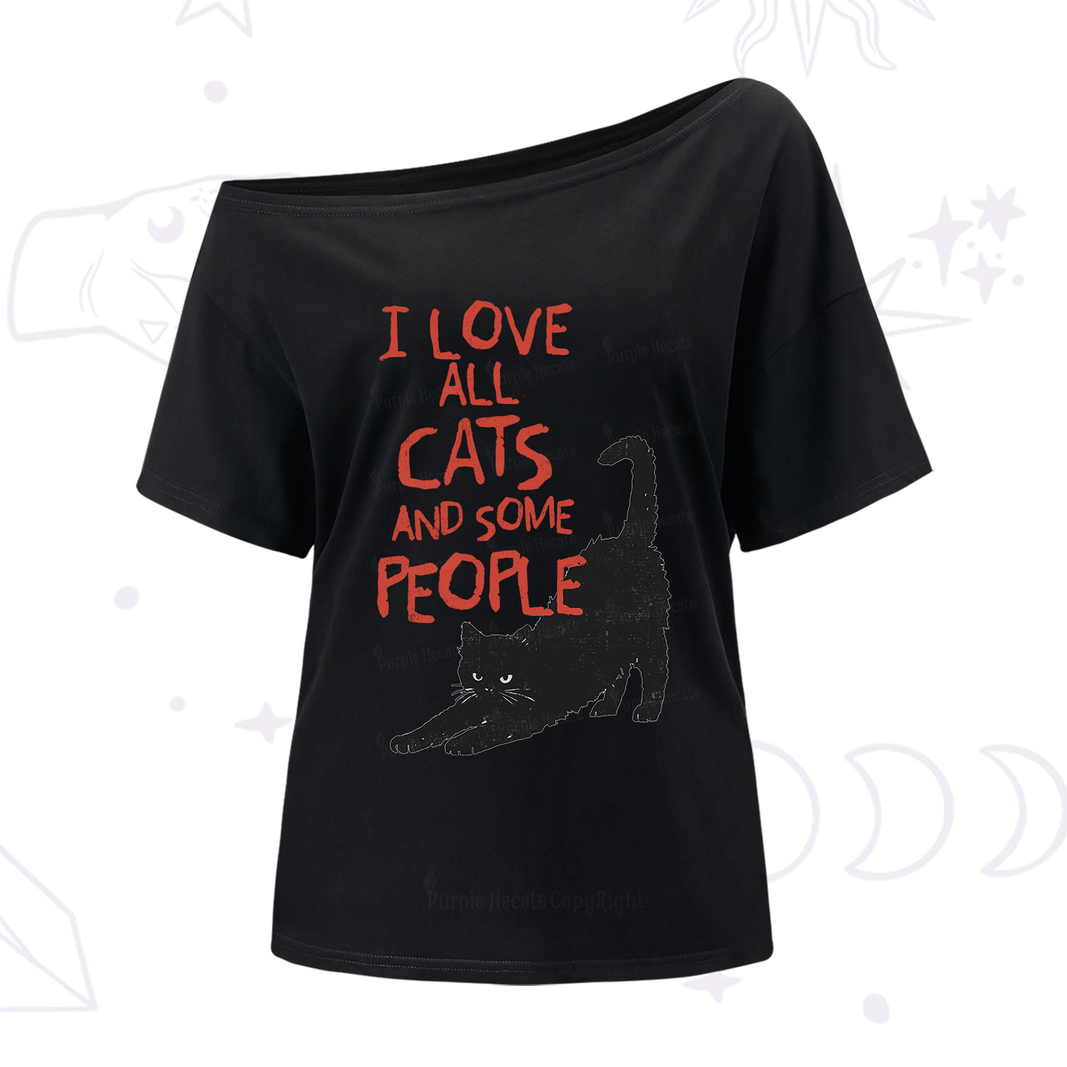 Purplehecate I Love All Cats and Some People One Shoulder T-Shirt