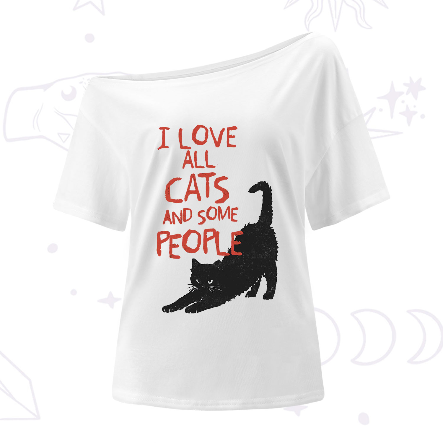Purplehecate I Love All Cats and Some People One Shoulder T-Shirt