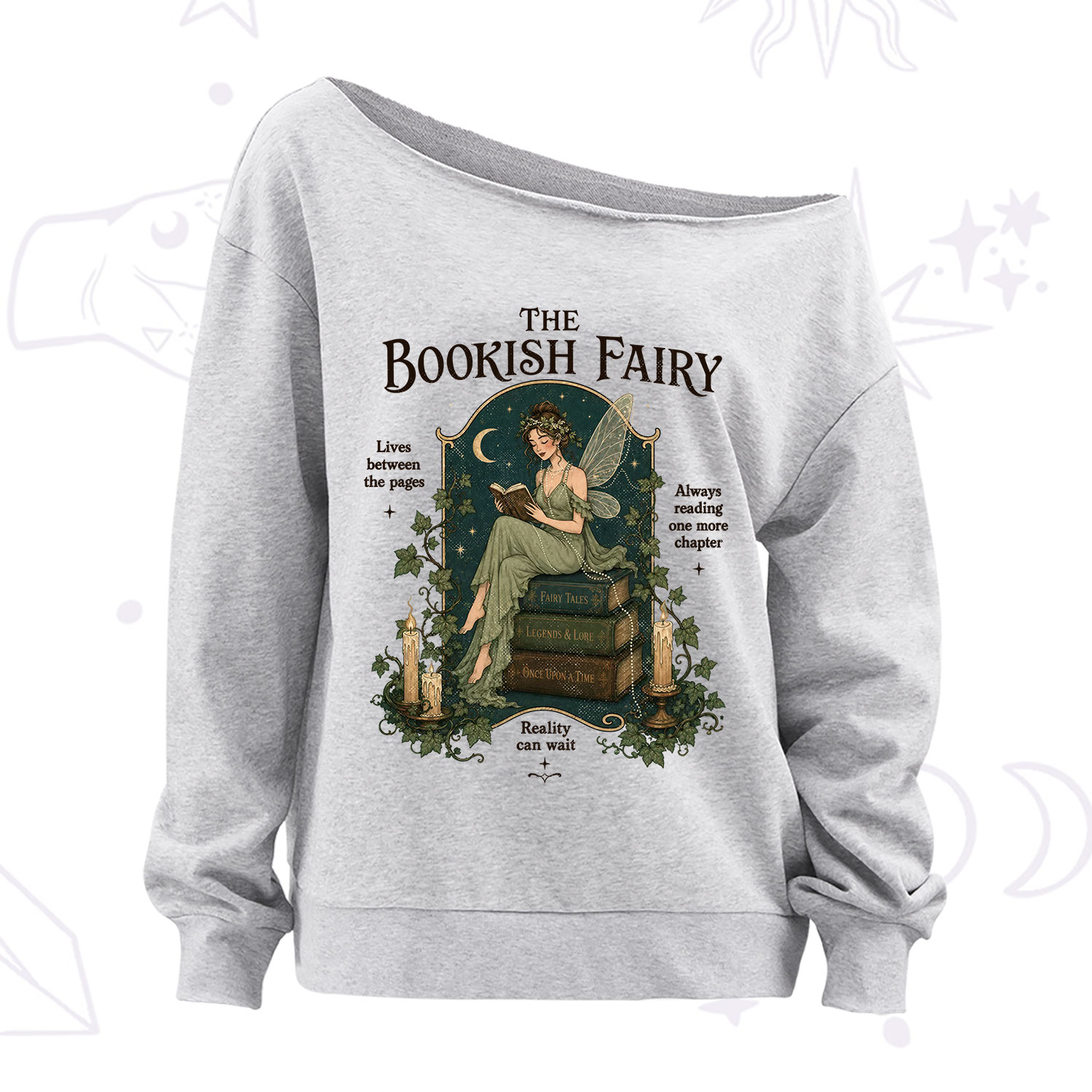 Purplehecate The Bookish Fairy Off The Shoulder Sweatshirt