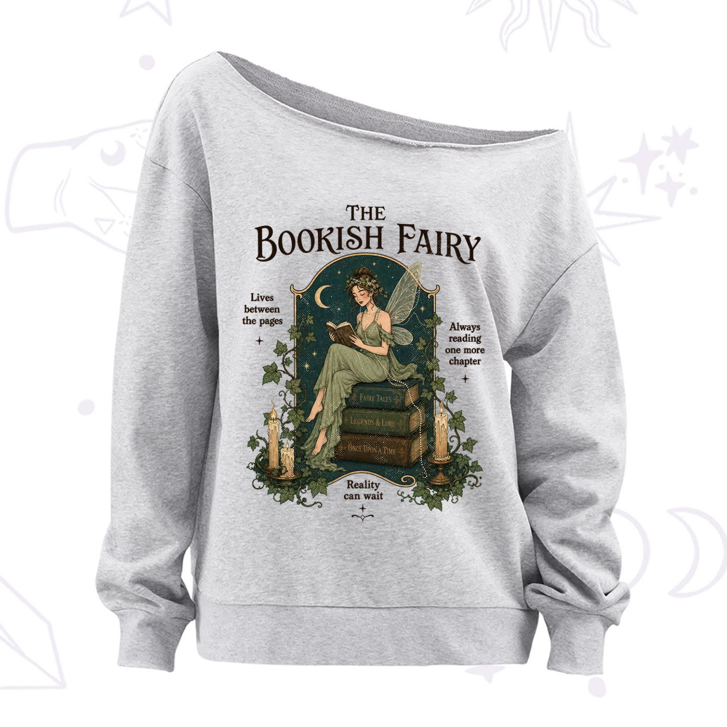 Purplehecate The Bookish Fairy Off The Shoulder Sweatshirt