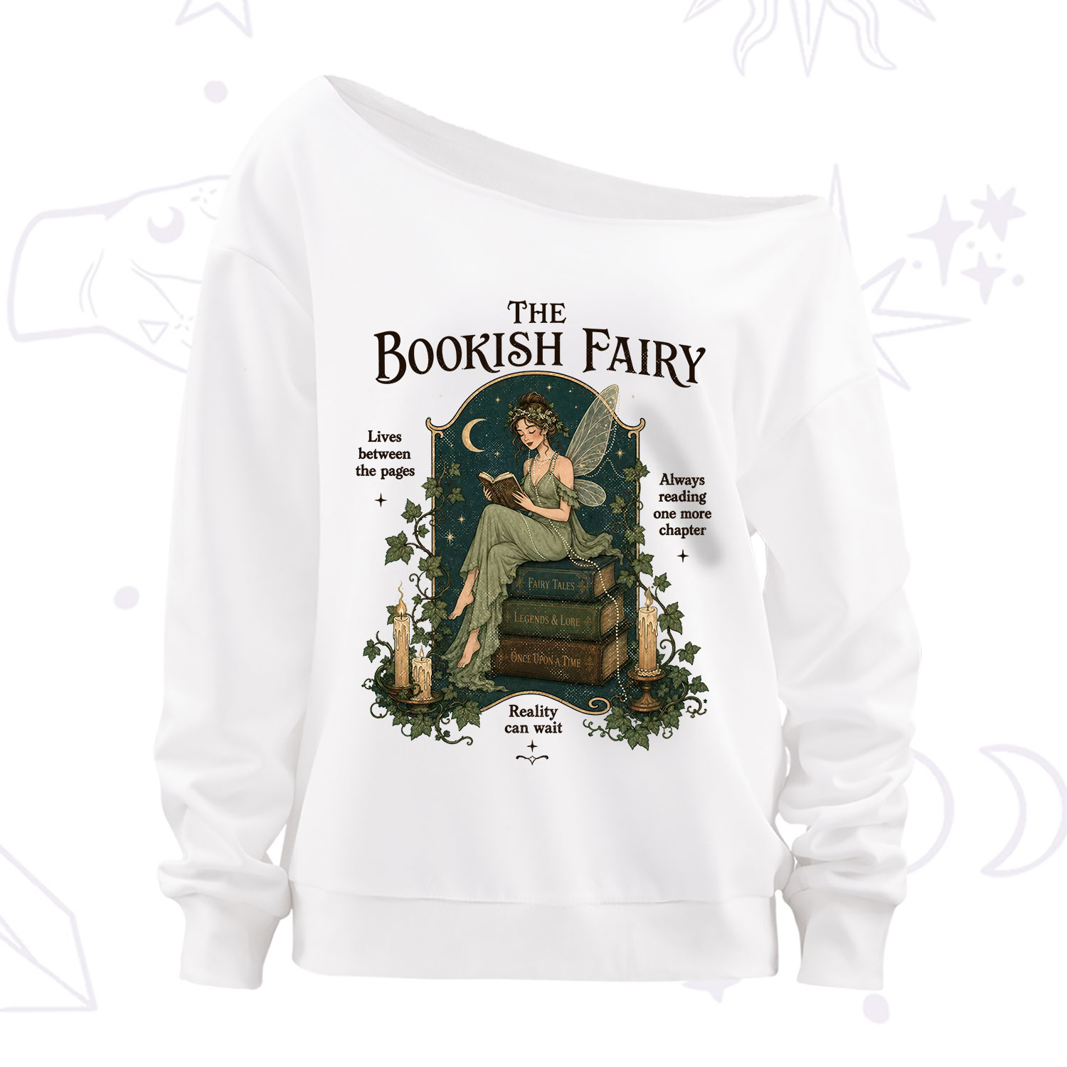 Purplehecate The Bookish Fairy Off The Shoulder Sweatshirt