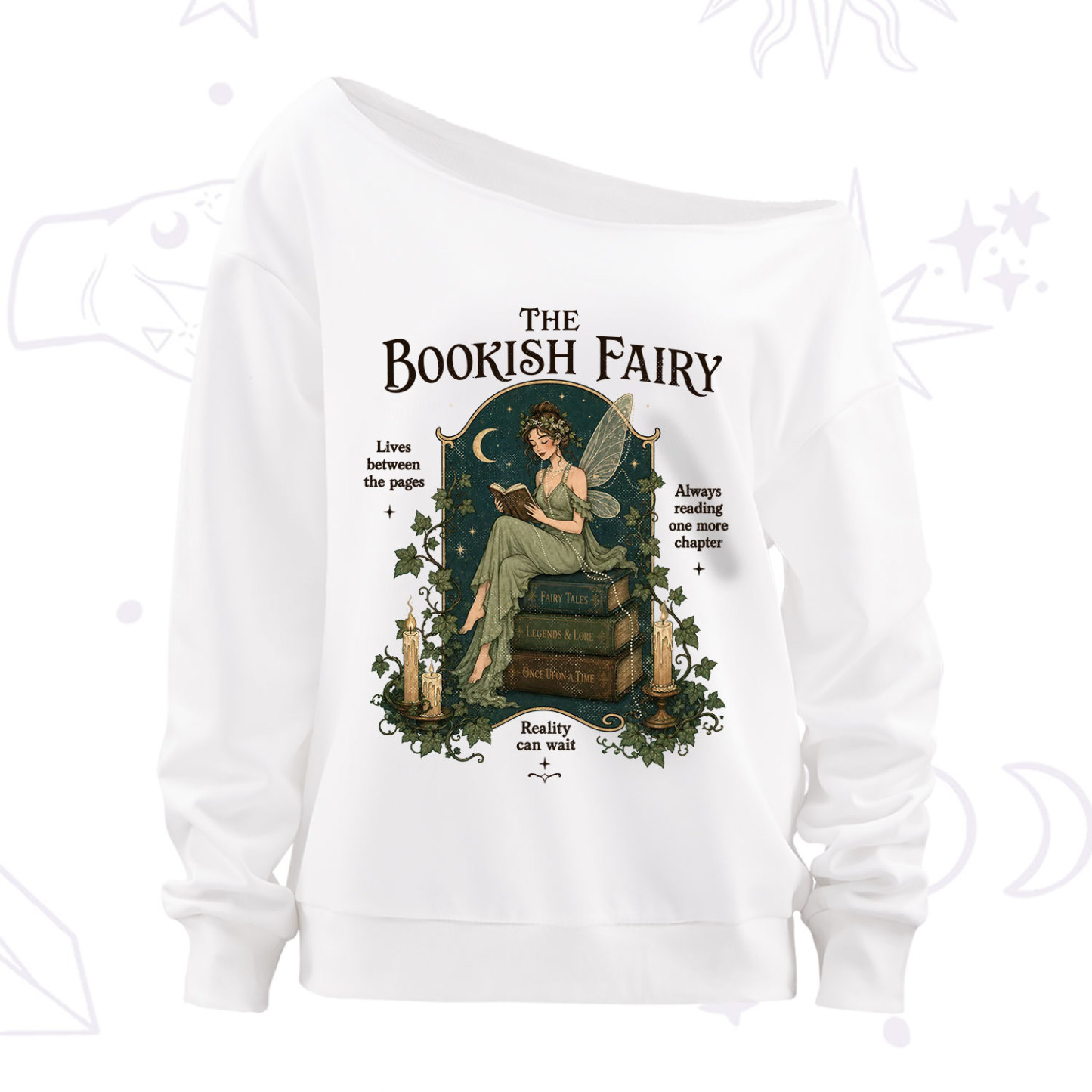 Purplehecate The Bookish Fairy Off The Shoulder Sweatshirt
