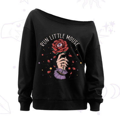 Purplehecate Run Little Mouse Off The Shoulder Sweatshirt