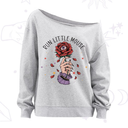 Purplehecate Run Little Mouse Off The Shoulder Sweatshirt