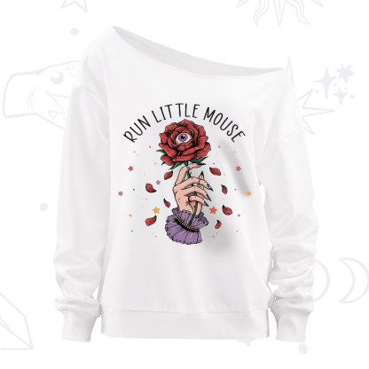 Purplehecate Run Little Mouse Off The Shoulder Sweatshirt