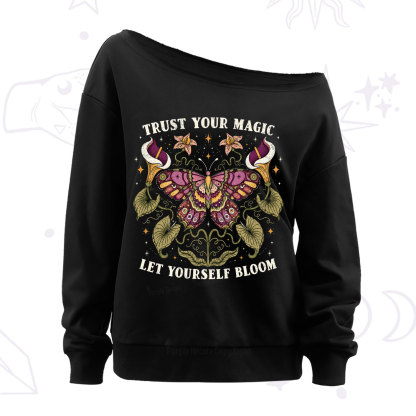 Purplehecate Trust Your Magic Butterfly Off The Shoulder Sweatshirt