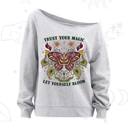 Purplehecate Trust Your Magic Butterfly Off The Shoulder Sweatshirt