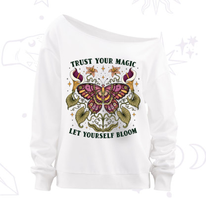 Purplehecate Trust Your Magic Butterfly Off The Shoulder Sweatshirt