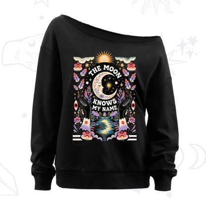 Purplehecate The Moon Knows My Name Off The Shoulder Sweatshirt
