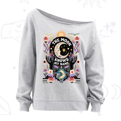 Purplehecate The Moon Knows My Name Off The Shoulder Sweatshirt